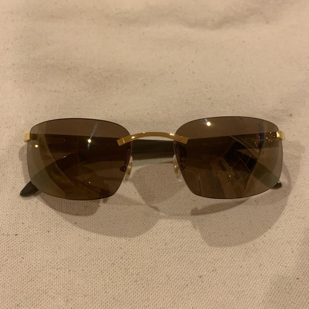 High Rectangular Rimless Cartier Sunglasses